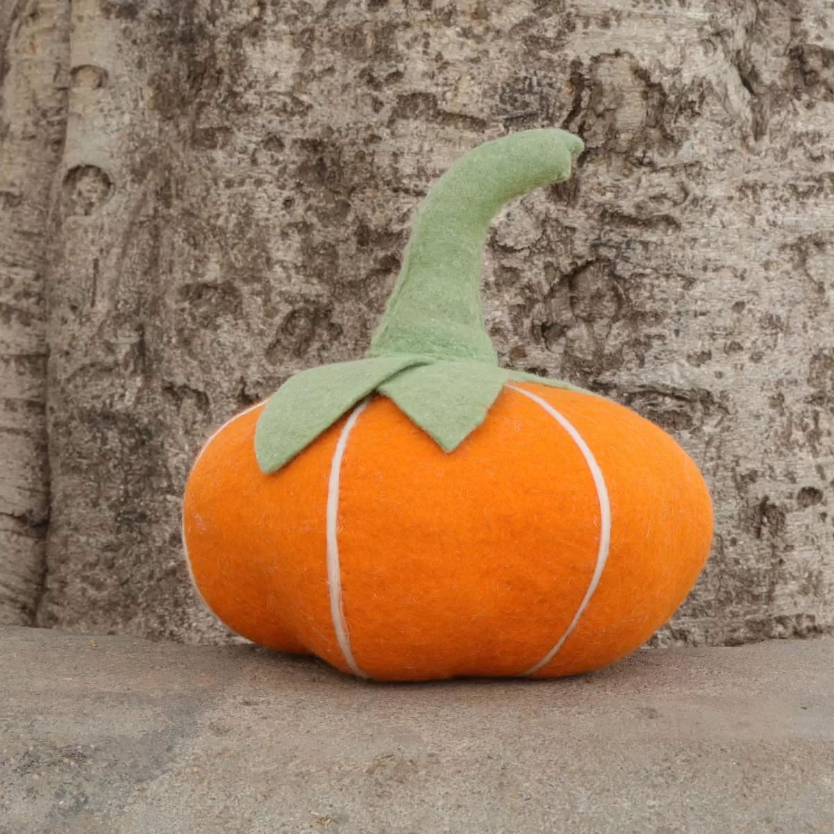 De Kulture Handmade Premium Wool Felt Large Pumpkin Eco Friendly Needle Felted Stuffed Halloween Ornament Ideal for Home Office Party Decoration Holiday Décor,10 x 11 (DH) Inches